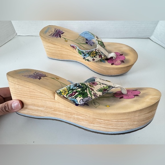 Y2K Skechers Cali Wedge Platform Chunky Thong Flip Flop Sandals Shoes Size 9 - Picture 1 of 7